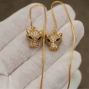 GOLD PANTHER DROP CZ EARRINGS